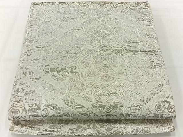 平和屋着物◎六通柄袋帯 花菱文 銀糸 正絹 逸品 AABH2341uk