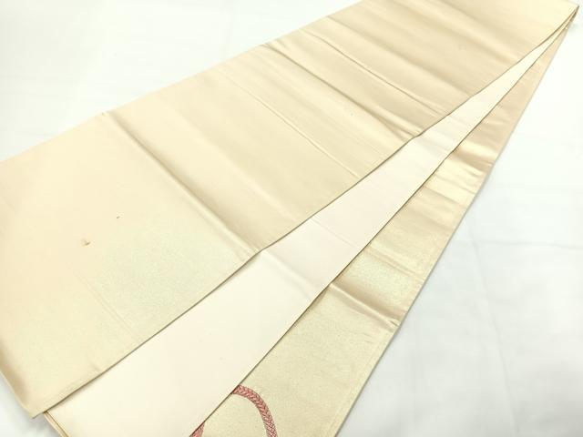 平和屋着物◎太鼓柄袋帯 総刺繍 結び紐文 金糸 正絹 逸品 AABH2331uk