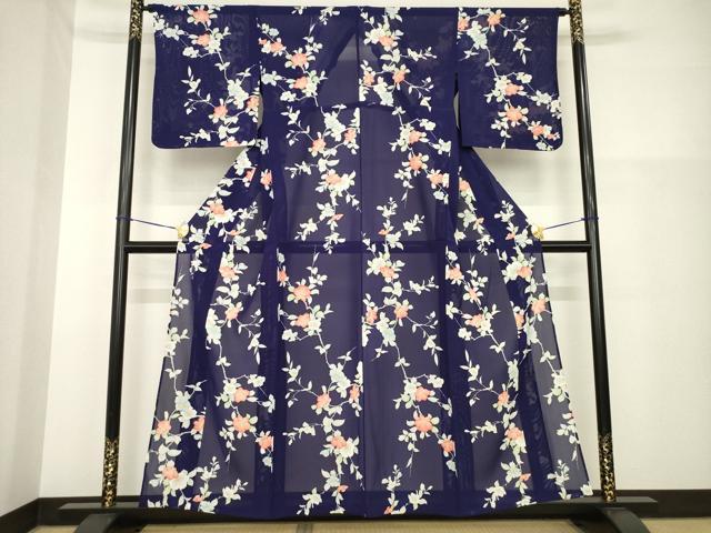 平和屋着物*夏物 小紋 絽 枝花文 正絹 逸品 未使用 AABH2082ck