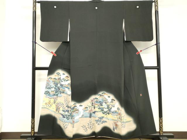 平和屋着物■豪華黒留袖 作家物 渡橋風景文 暈し染め 金彩 正絹 逸品 DABD2842cd