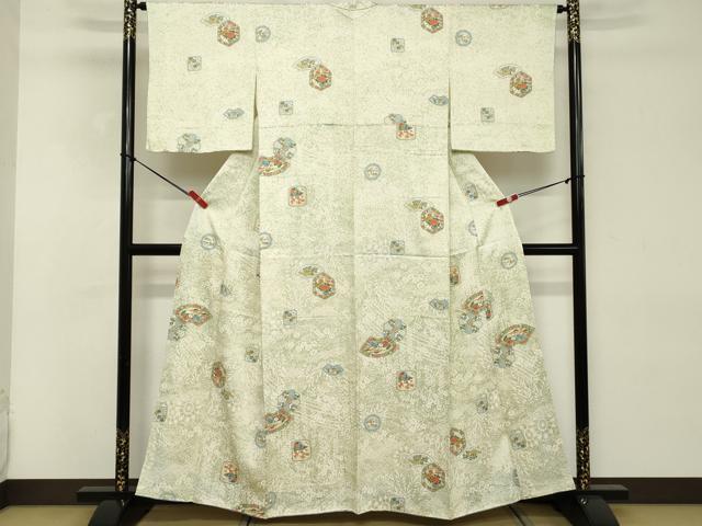 平和屋着物■上質な小紋 地紙花文 金彩 正絹 逸品 DABD2833cd
