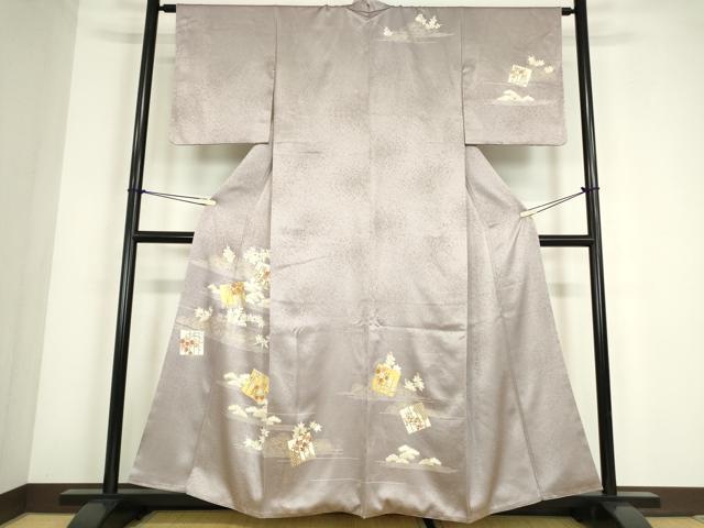 平和屋着物●訪問着 駒刺繍 源氏香花文 金彩 正絹 逸品 DABC3657az