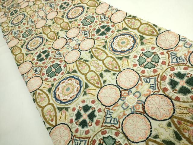 平和屋本店●極上 中国三大刺繍 相良刺繍 総刺繍 袋帯 花柄間道 逸品 DZAB5711kh6