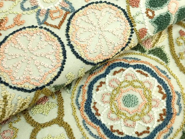 平和屋本店●極上 中国三大刺繍 相良刺繍 総刺繍 袋帯 花柄間道 逸品 DZAB5711kh6