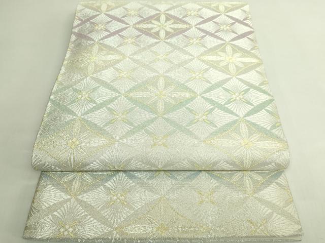 平和屋着物●極上 西陣 まいづる謹製 両方向 全通柄袋帯 洋花文 花菱文 金銀糸 証紙・反端付き 逸品 DZAB5771kh6