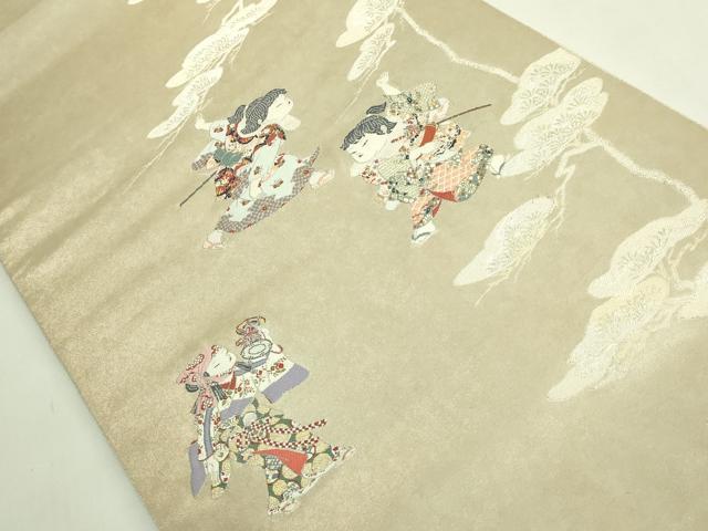 平和屋着物●極上 加賀友禅の巨匠 初代 由水十久 西陣 長嶋成織物 ながしま帯 太鼓柄袋帯 松韻 瀞銀錦 逸品 DZAB5765kh6