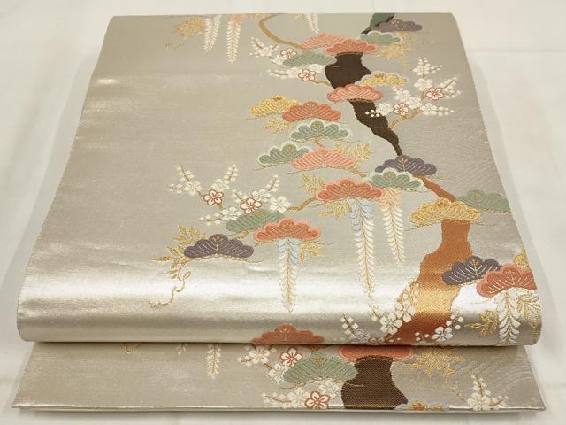 平和屋着物◎六通柄袋帯 枝松文 梅 金銀糸 正絹 逸品 AABH1179wj