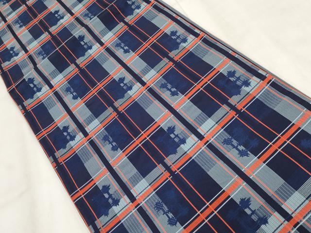 平和屋着物◎六通柄京袋帯 格子文 正絹 逸品 AABH1198wj