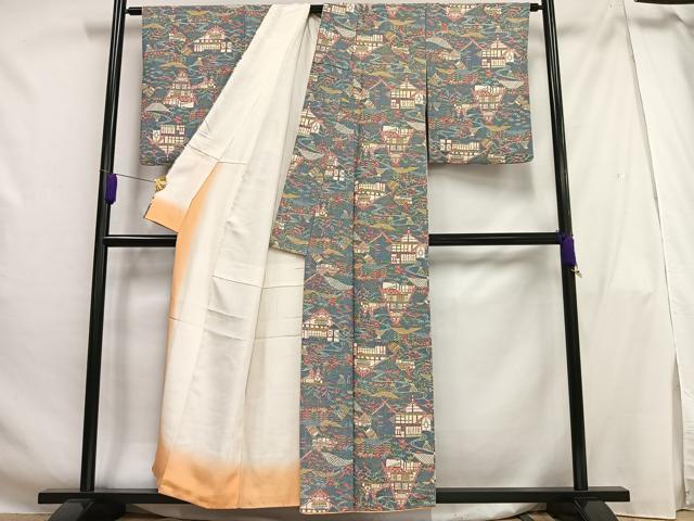平和屋着物■上質な小紋 風景文 正絹 逸品 AABH0922oa