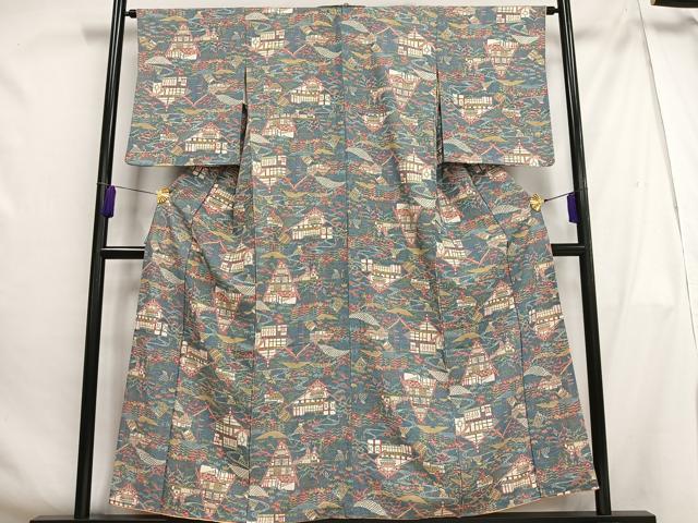 平和屋着物■上質な小紋 風景文 正絹 逸品 AABH0922oa