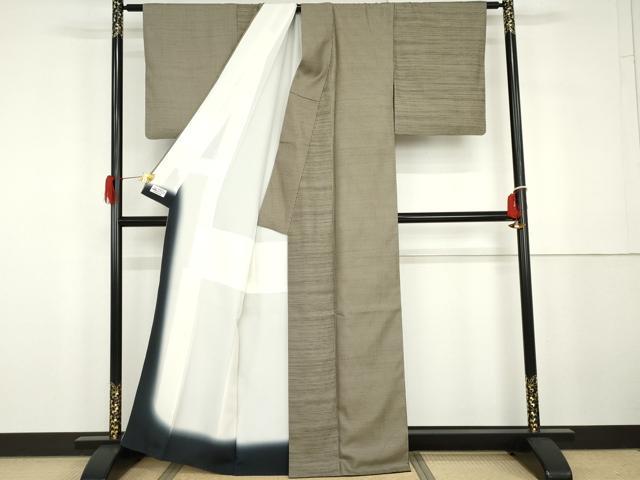 平和屋着物●お召 片身替わり 格子 やまと誂製 正絹 逸品 AABG9906cs