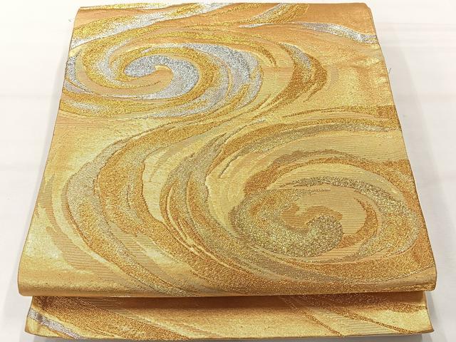 平和屋着物◎六通柄袋帯 流水文 金銀糸 正絹 逸品 AABH2354uk