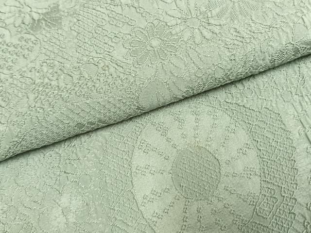 平和屋着物●上質な色無地 源氏車花地紋 青磁鼠色 正絹 逸品 AABH0542fy
