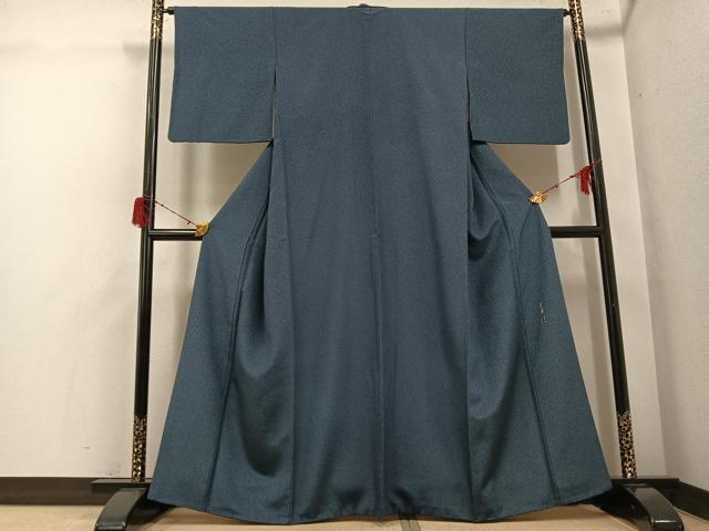 平和屋着物●上質な小紋 作家物 華信 藍 天目暈し 正絹 逸品 AABH2062ph
