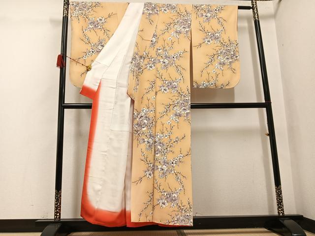 平和屋着物●上質な小紋 枝花文 暈し染め 正絹 逸品 未使用 AABH2059ph