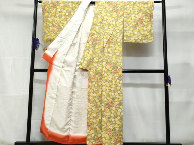 平和屋着物■上質な小紋 枝楓文 暈し染め 正絹 逸品 未使用 CABE6032fb