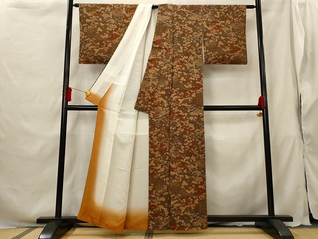 平和屋着物■上質な小紋 飛鶴花文 正絹 逸品 AABG9480st