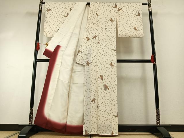 平和屋着物●上質な小紋 舞蝶文 金彩 正絹 逸品 AABH0611fy