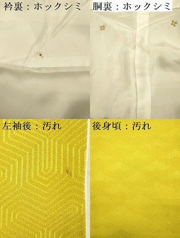 平和屋着物■上質な色無地 毘沙門亀甲 緑黄色 正絹 逸品 DABC7918ya