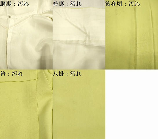 平和屋着物■上質な色無地 幾何学地紋 刈安色 正絹 逸品 DABC7924ya