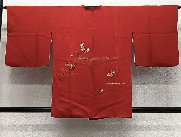平和屋着物#道行コート 総刺繍 花籠文 金彩 正絹 逸品 CABE4801ua
