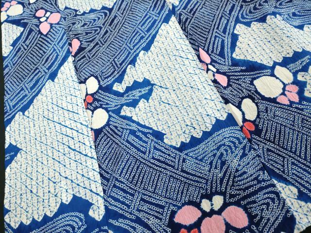 平和屋着物∴夏物 浴衣 有松鳴海絞り 草花文 綿 逸品 DABD2876cd