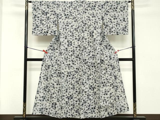 平和屋着物∴夏物 綿紅梅 浴衣 草花文 綿 逸品 DABD2899cd
