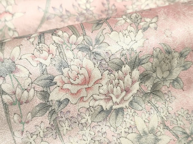 平和屋着物●創業460年・千總 小紋 反物 着尺 花尽くし 銀彩 鈴乃屋扱い 証紙付き 逸品 未使用 DABD7166zzz