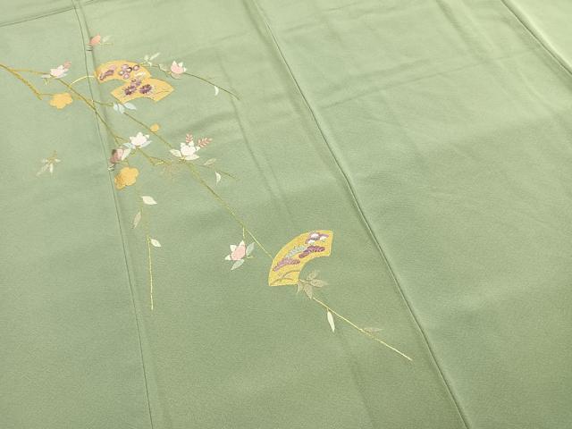 平和屋着物●訪問着 総刺繍 地紙花文 金糸 金彩 やまと金ラベル 正絹 逸品 AABH0626fy