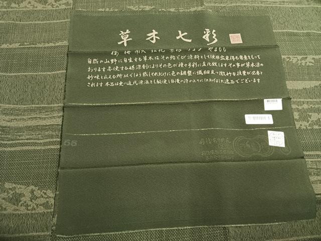 平和屋着物●江戸小紋 草木七彩 横段文 丹後ちりめん 反端付き 正絹 逸品 未使用 AABH0642fy