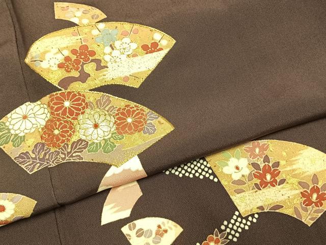 平和屋着物●訪問着 友禅 地紙花文 金糸 金彩 正絹 逸品 AABH0653fy