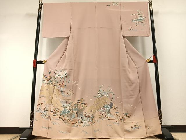 平和屋着物●訪問着 友禅 茶屋辻文様 暈し染め 金彩 正絹 逸品 AABH0655fy