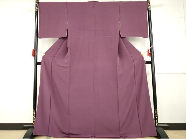 平和屋着物●上質な色無地 梅紫色 正絹 逸品 AABG9956cs