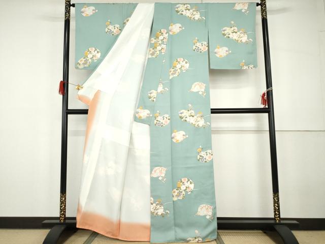 平和屋着物●上質な小紋 枝花文 金彩 正絹 逸品 未使用 AABG9955cs