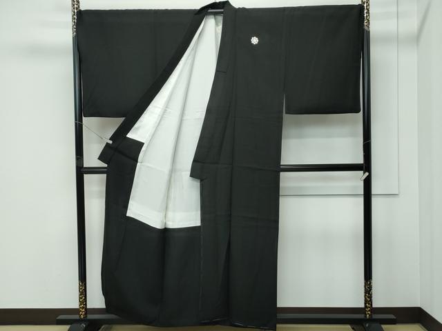 平和屋本店●極上 男性 黒紋付・長羽織セット キングサイズ 羽裏:風景文 逸品 CZAA5515s6