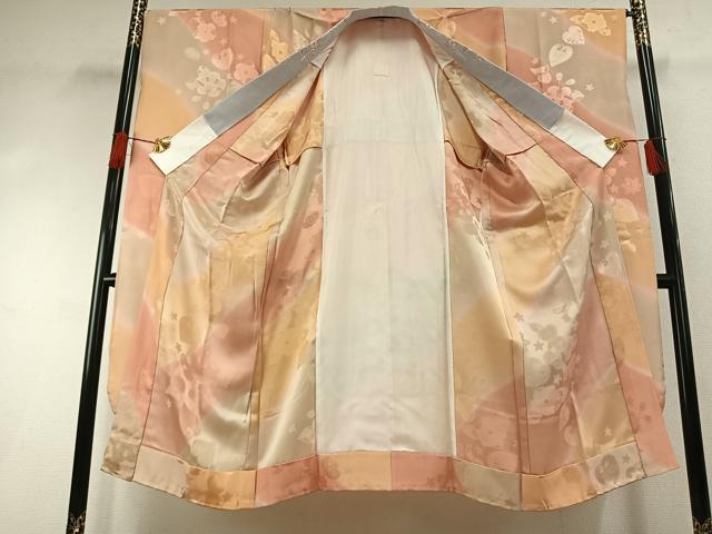 平和屋着物●振袖用長襦袢 無双仕立て 辻が花地紋 暈し染め 半衿刺繍 正絹 逸品 AABH0679fy