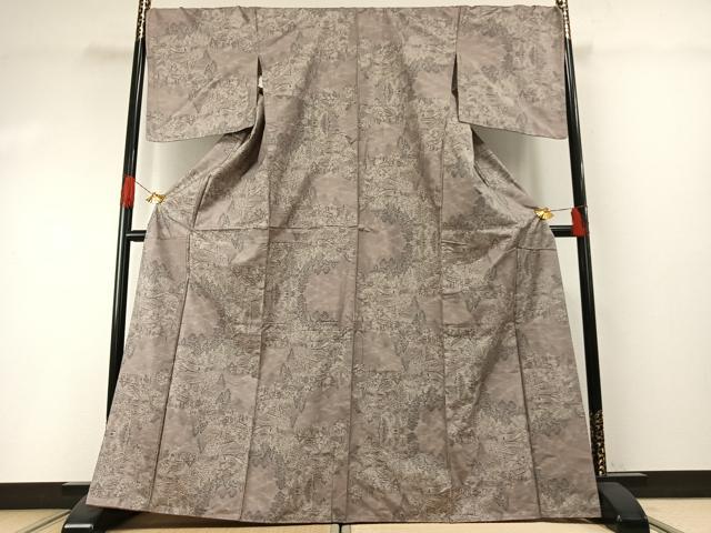 平和屋着物●都喜ヱ門 本場大島紬 カタス9マルキ 風景文 藤絹織物謹製 正絹 逸品 未使用 AABH0687fy