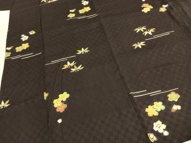 平和屋着物●上質な小紋 竹 梅 金彩 正絹 逸品 AABH0701fy