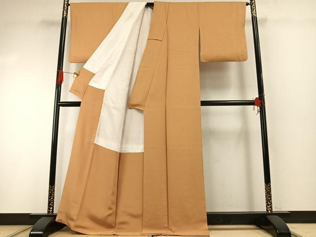 平和屋着物●上質な色無地 萱草色 正絹 逸品 AABH0704fy