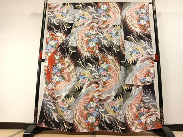 平和屋着物●豪華振袖　草花文　暈し染め　金彩　正絹　逸品　AABH0743fy 平和屋着物○豪華振袖 草花文 暈し染め 金彩 正絹 逸品 AABH0743fy
