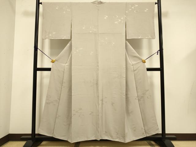 平和屋着物●上質な色無地 流水地紋 胡桃染色 正絹 逸品 DABD6124du