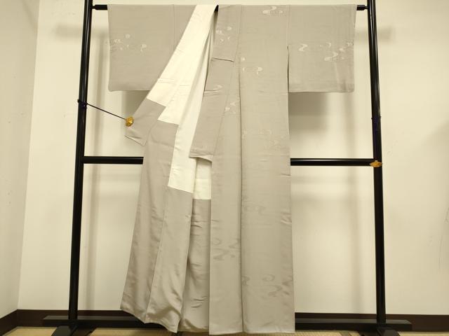 平和屋着物●上質な色無地 流水地紋 胡桃染色 正絹 逸品 DABD6124du
