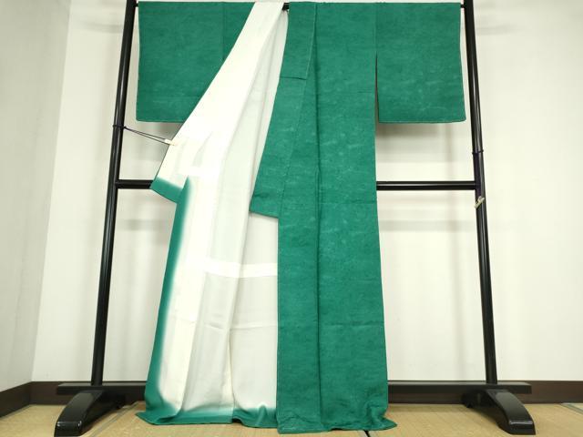 平和屋着物●友禅師・京の名工・伝統工芸士・樽本伊勢蔵 色無地 霞地紋 天鵞絨色 正絹 逸品 未使用 DABC3763az