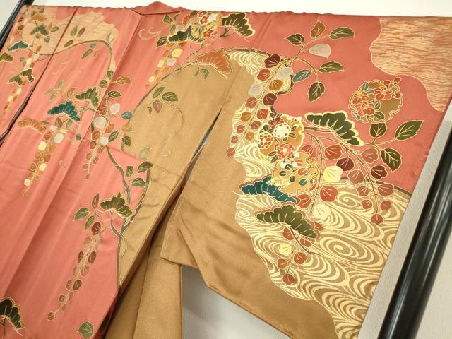 平和屋着物●訪問着 駒刺繍 雪輪吉祥花文 金彩 正絹 逸品 未使用 DABC3775az