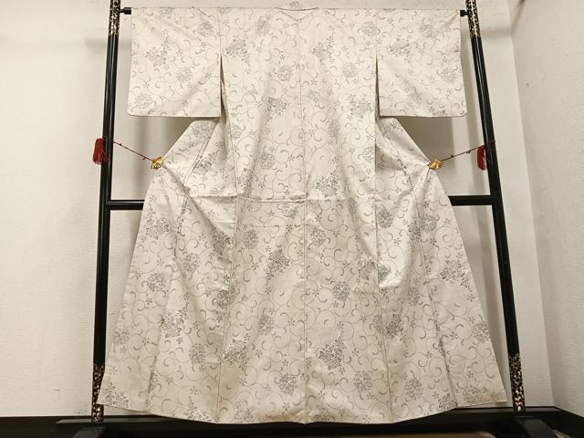 平和屋着物●本場大島紬 白大島 カタス9マルキ 花唐草文 正絹 逸品 AABH3134ph