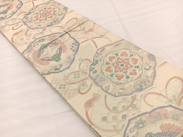 平和屋着物◎佐賀錦 六通柄袋帯 鏡裏有職文 銀糸 正絹 逸品 BAAX0707hv