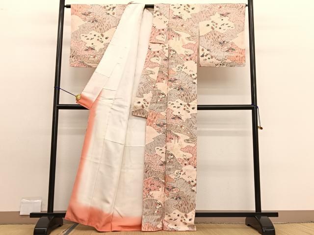 平和屋着物■上質な小紋 ふくれ織 鴛鴦花筏文 金彩 正絹 逸品 BAAW7602hv