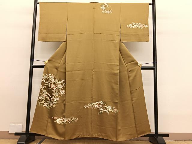 平和屋着物■訪問着 狩猟更紗花鳥文 金彩 正絹 逸品 BAAW7598hv