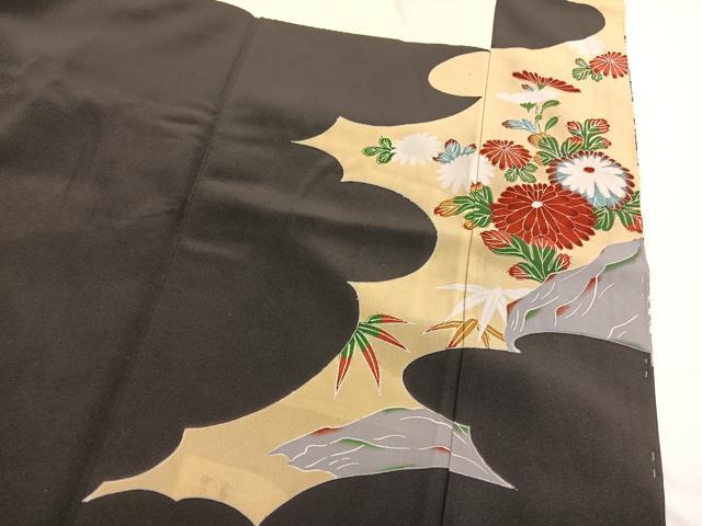 平和屋着物■豪華黒留袖 孔雀花文 金彩 正絹 逸品 BAAW7871hv