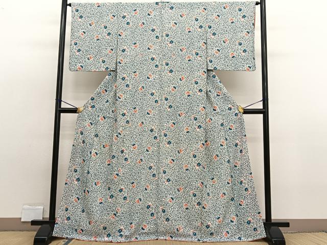 平和屋着物■上質な小紋 花唐草文 正絹 逸品 BAAW7853hv